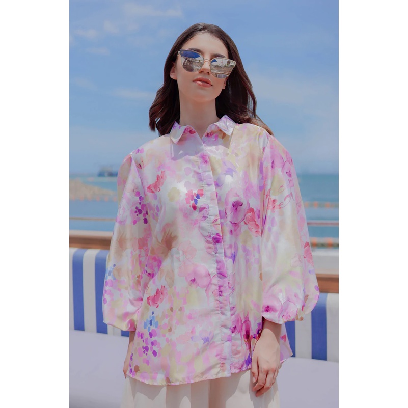 Acacia Satin Shirt - Pink Benang jarum benangjarum XS S M L XL XXL buttonscarves nada series voal fi