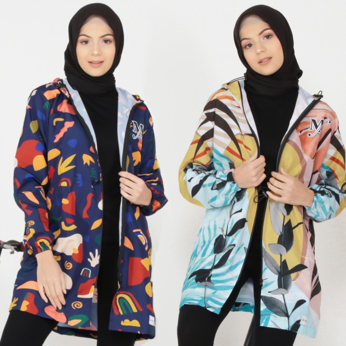 Jaket parasut printing wanita - Jaket olahraga sepeda gowes -long