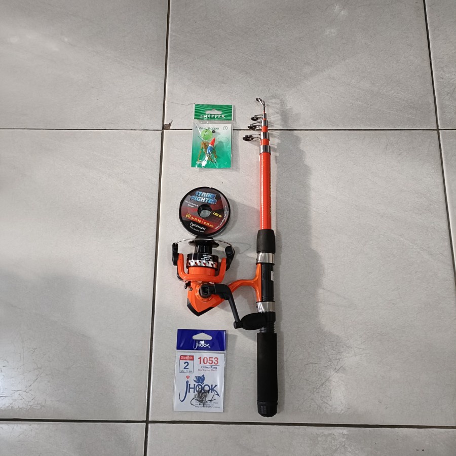 joran set antena + reel spool alumunium