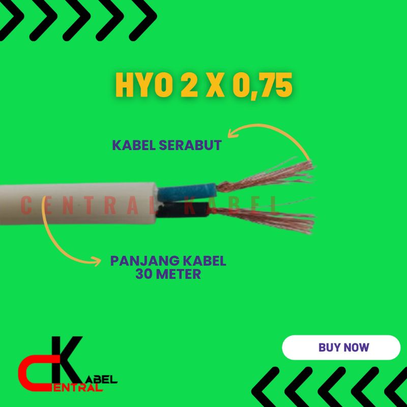 KABEL LISTRIK SERABUT HYO 2 x 0,75 (30 METER)