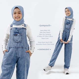 Image of overal Anak Perempuan Usia 8-10 & 11-13 Tahun Jumpsuit Celana Kodok Jeans Anak Perempuan