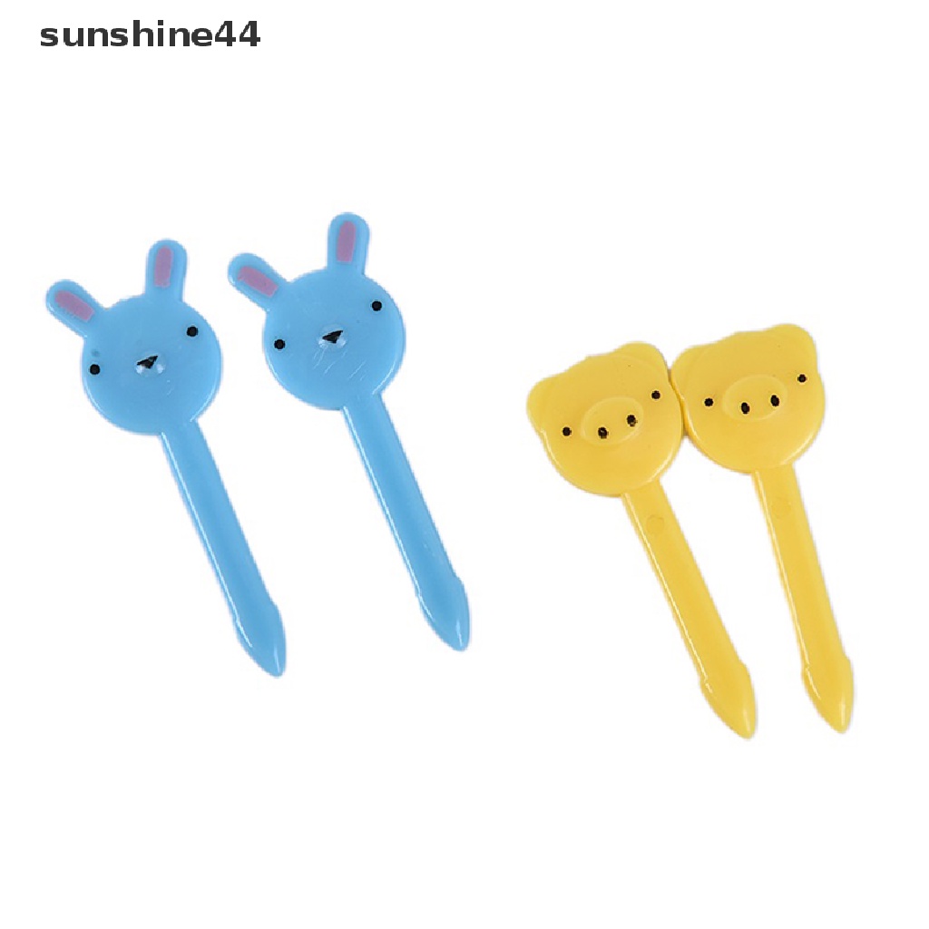 Sunshine 10Pcs Cute Mini Animal Farm Kartun Food Picks Anak Snack Kue Dessert Makanan Garpu Buah Makan Siang Bento Aksesoris Dekorasi Pesta.