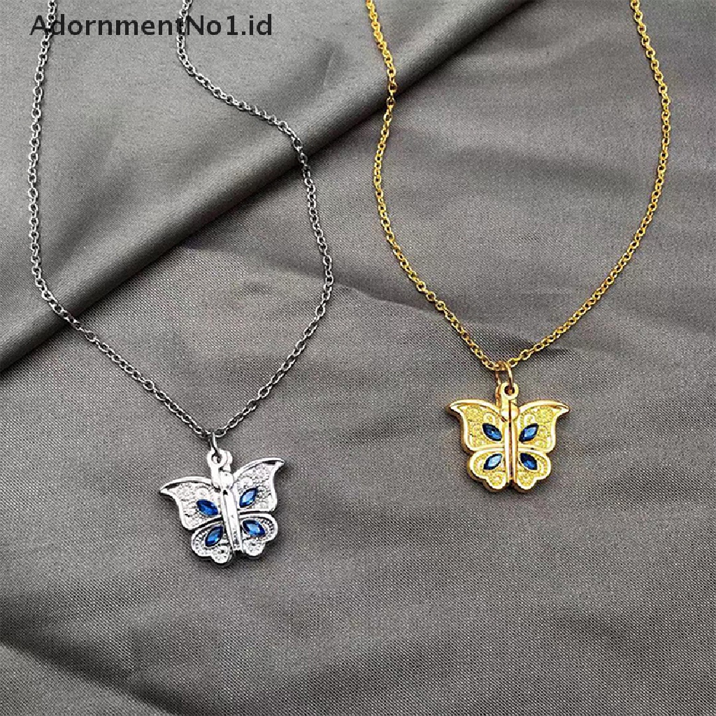 [AdornmentNo1] I Love You Heart Luckly Butterfly Rantai Klavikula/Gadis Kalung Liontin Stainless Steel/Perhiasan Kalung Hati Senior [ID]