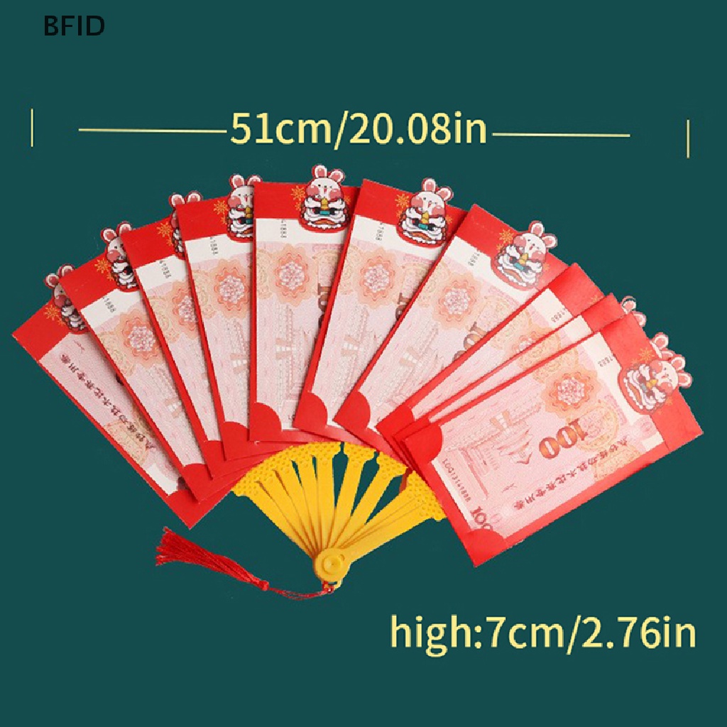 [BFID] 6per8 /10Slot Kartu Lipat Bentuk Kipas Amplop Merah2023Paket Imlek Kelinci Merah Untuk Uang Keberuntungan [ID]