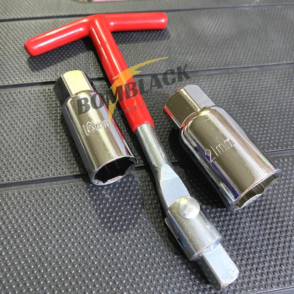 TERMURAH Kunci Busi 8 inch 16mm dan 21mm 2 Mata Fleksibel Kunci T Mobil Motor MURAH HIGH QUALITY