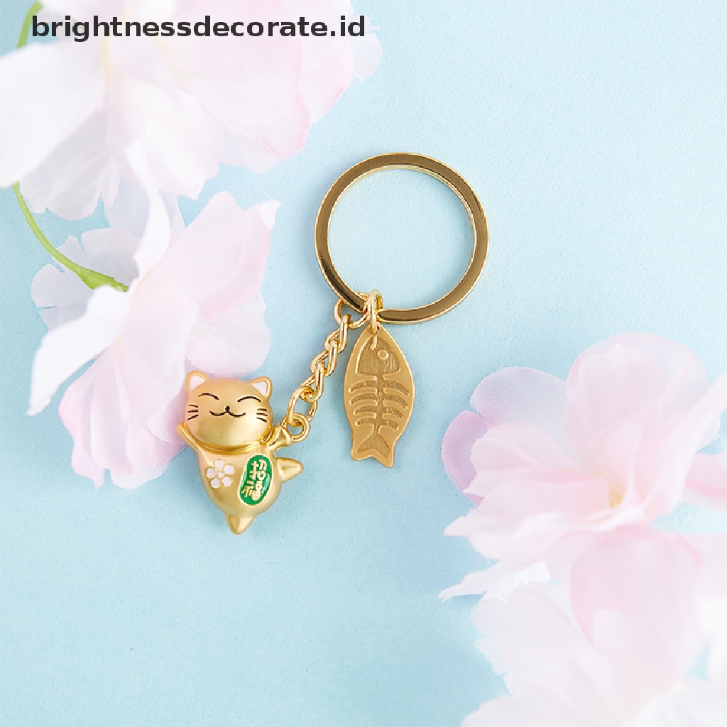 [Birth] Jepang Lucky Cat Keychain Kawaii Pernak Pernik Aksesori Tas Mobil Liontin Keychain Hadiah [ID]