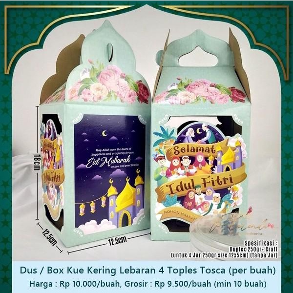 

Alb-261 : Dus / Box Kue Kering Lebaran 4 Toples Tosca (Per Buah) 070