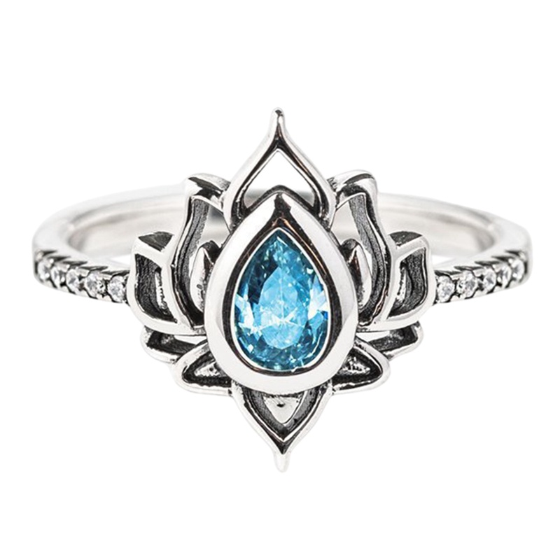 925 Sterling Perak Vintage Lotus Cincin Wanita Sederhana Tren Zirkon Kepribadian Kreatif Bosnian Cincin Fashion Perhiasan Hadiah