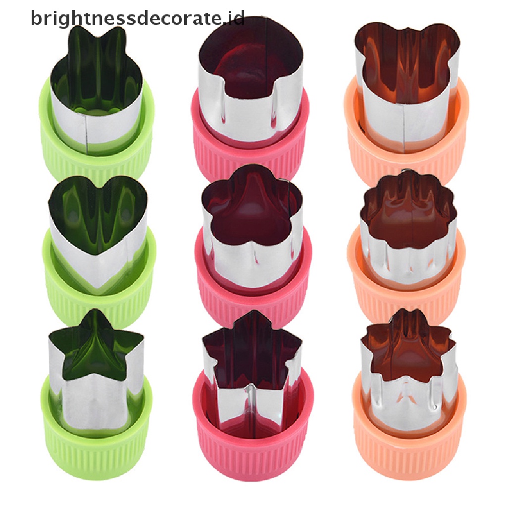 [Birth] 3pcs/set Bintang Bentuk Kelinci Sayuran Buah Pemotong Gagang Plastik Portable Alat Masak Stainless Steel Buah Cutg Die Gadget Dapur [ID]