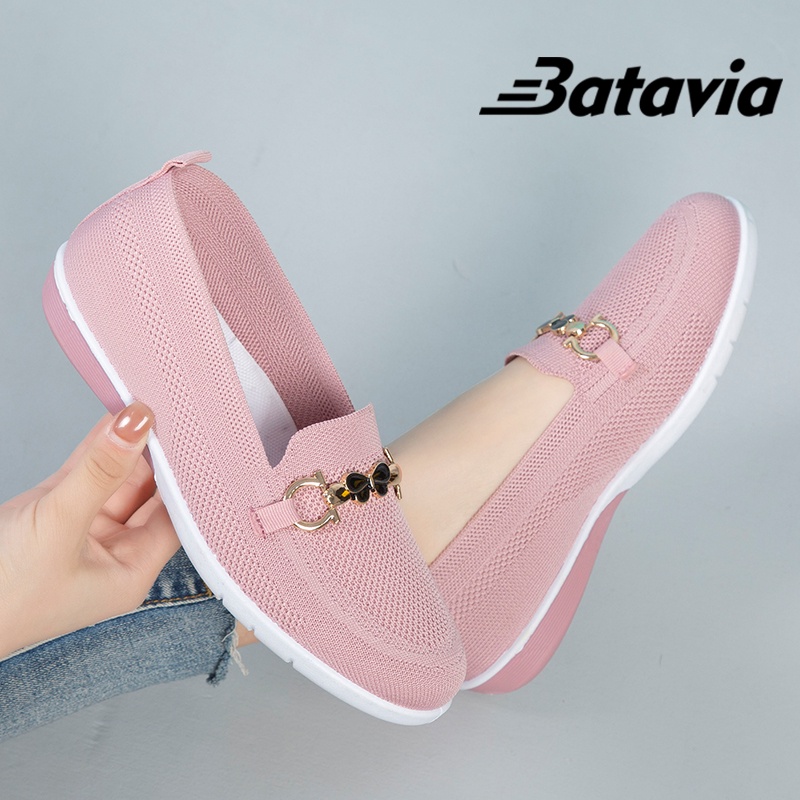 Batavia Shoes wanita flat rajut Sepatu  slip on murah perempuan sepatu slip-on kasual  A6
