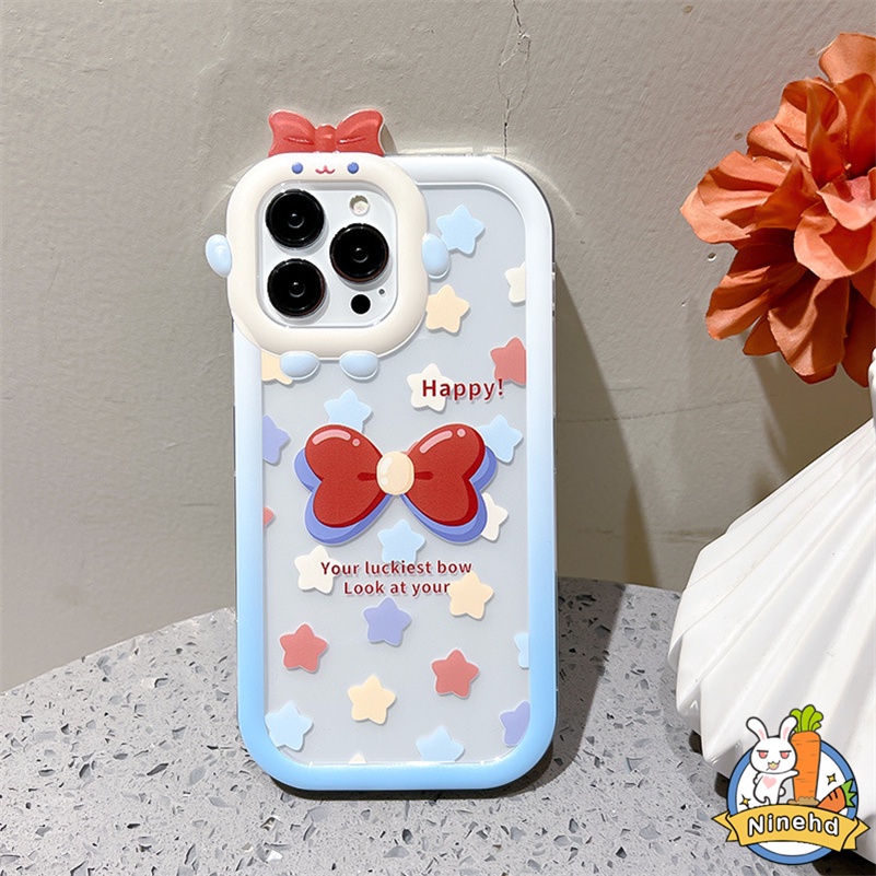 IPHONE Casing Kompatibel Untuk Iphone14 13 12 11 Pro Max X Xr Xs Max7 8 6 6s Plus Se2020Kartun Simpul Busur Kecil Lensa Ponsel Shockproof Bening Silikon Soft Case Cover Pelindung