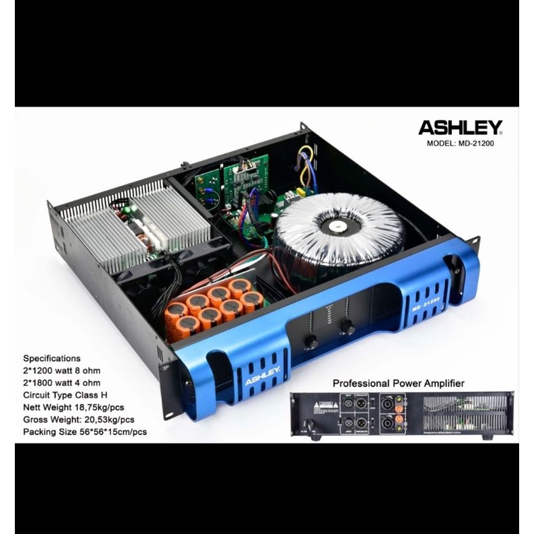 power amplfier ashley md21200 md 21200 2 x 1500 watt original garansi