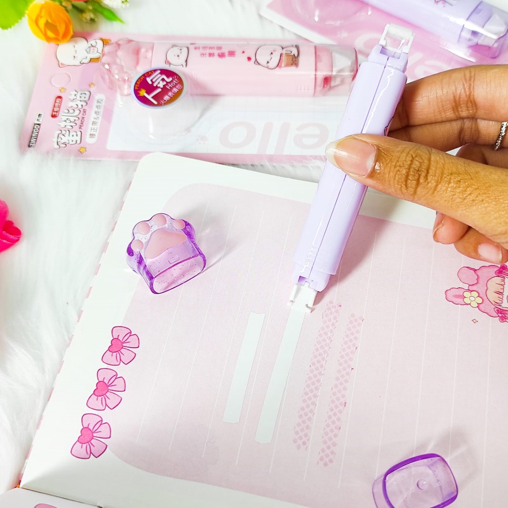 "CORRECTION TAPE DAN GLUE TAPE LEM CAKAR KUCING ROLL TWINGO 2 IN 1 TIPE-X MULTIFUNGSI TG--B2813A PENGHAPUS PULPEN  WARNA WARNI PASTEL ALAT TULIS UNIK"