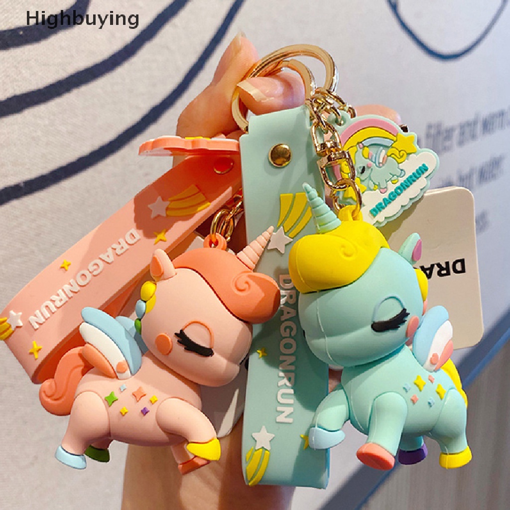 Hbid Gantungan Kunci Kartun Fairytale Rain Horse Untuk Wanita Lucu Car Keyring Bag Pendant Glory