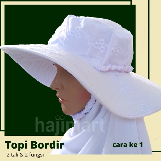 TOPI HAJI UMROH BORDIR / TOPI PUTIH WANITA / PERLENGKAPAN HAJI UMROH