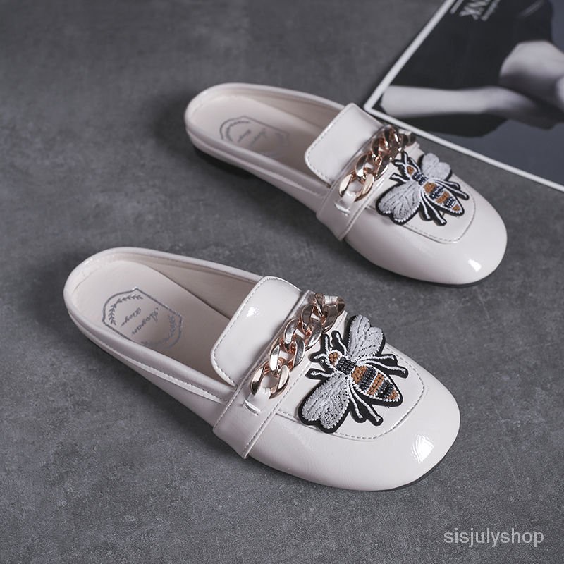 #Sisjuly# Sepatu wanita baru wanita sepatu wanita kepala persegi sepatu loafers mule sepatu datar ba