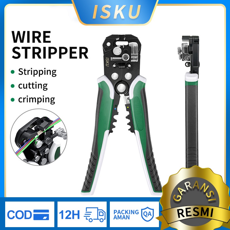 ISKU Wire Stripper Tang Kupas Kabel Multifungsi 0.2-6.0mm Metal DL2018 Tang Kupas Kabel Listrik Crimper Wire Pengupas Kulit Kabel Wire Pembuka Cuter Pliers