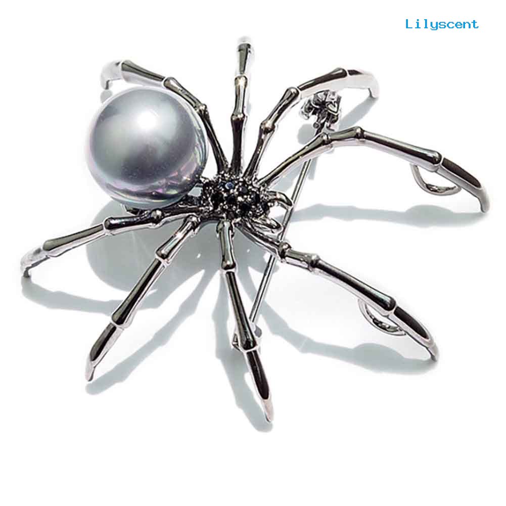 [LS] Fashion Wanita Berlian Imitasi Mutiara Imitasi Spider Bros Pin Korsase Lapel Perhiasan Hadiah