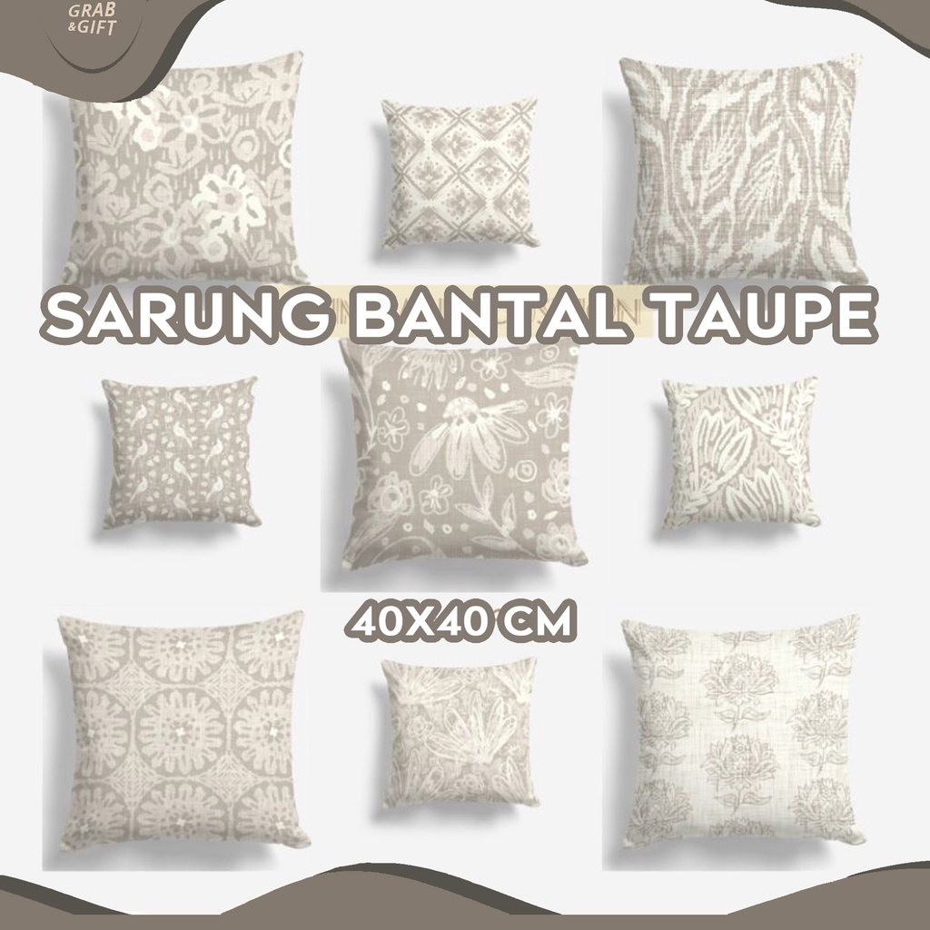 SARUNG Bantal Sofa Print 40x40 cm Motif Denim Taupe Cream Abstrak Dekorasi Pillow Cover Cushion Grabandgift