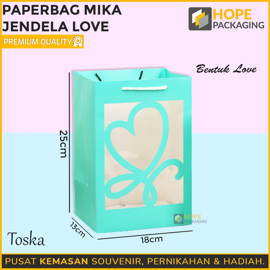 Paperbag Mika Jendela Love Hadiah Valentine / Paperbag Flower Bouquet Mini / Paper Bag Premium Mika