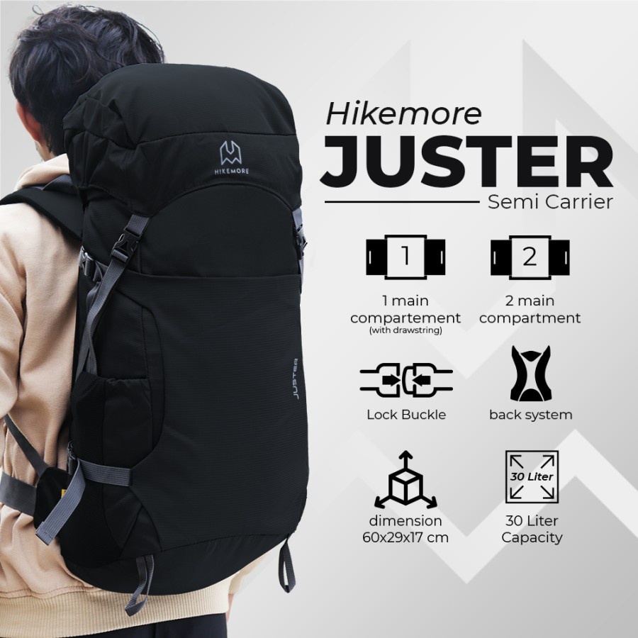 Hikemore Juster Tas Ransel Gunung Outdoor Semi Carrier 30 Liter Original