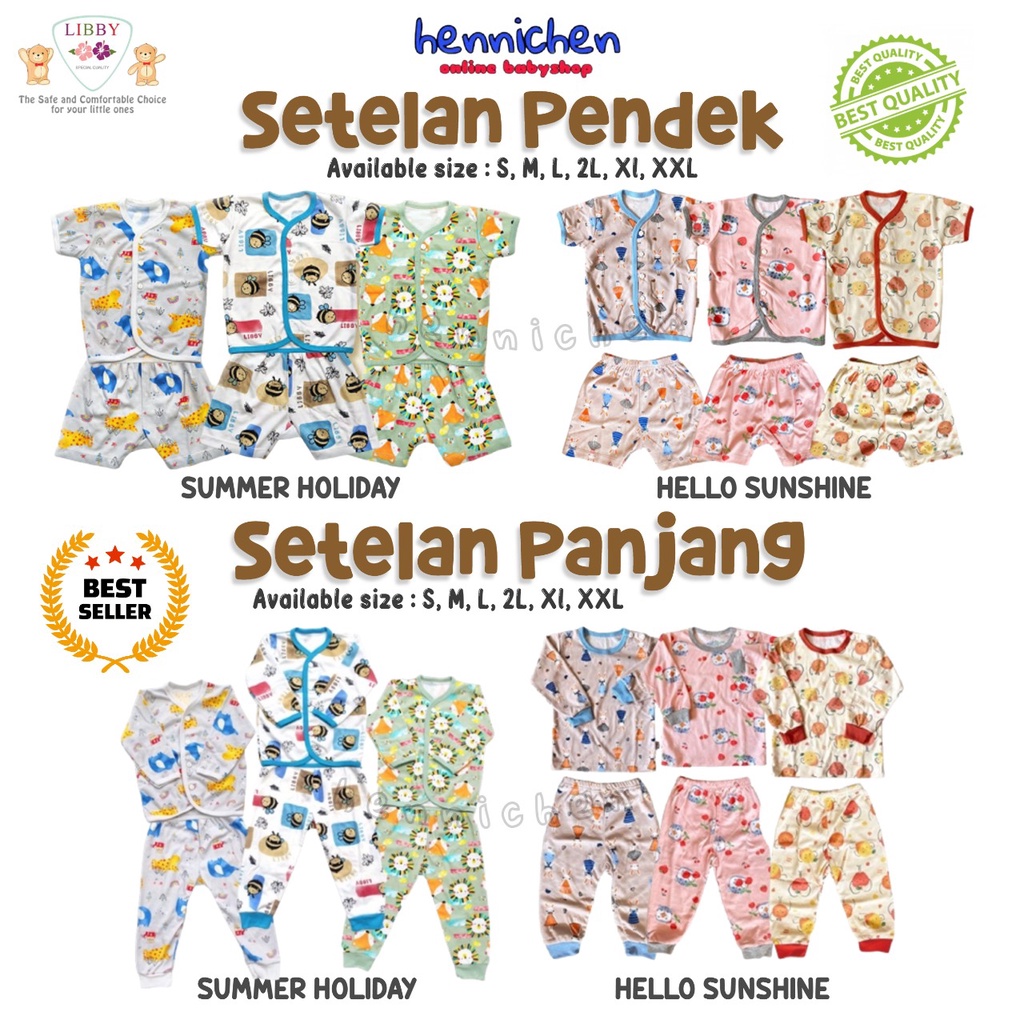 PROMO MURAH LIBBY Setelan PENDEK SETELAN PANJANG Piyama Baju Bayi Libby NB, 3-6,S,M,L, 2L,XL, XXL Pakaian Bayi Libby MASTER
