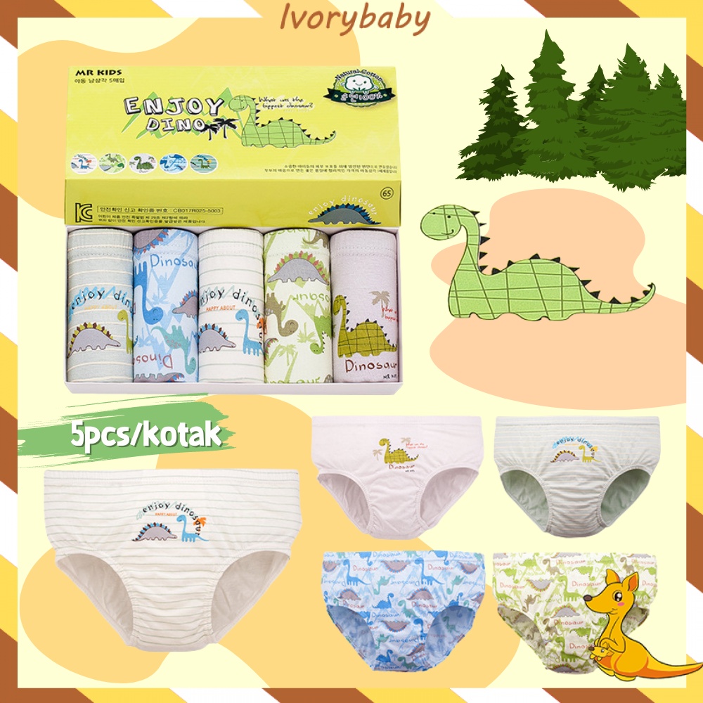 Ivorybaby 5pcs celana dalam anak laki-laki Celana dalam cd anak cowok katun murni