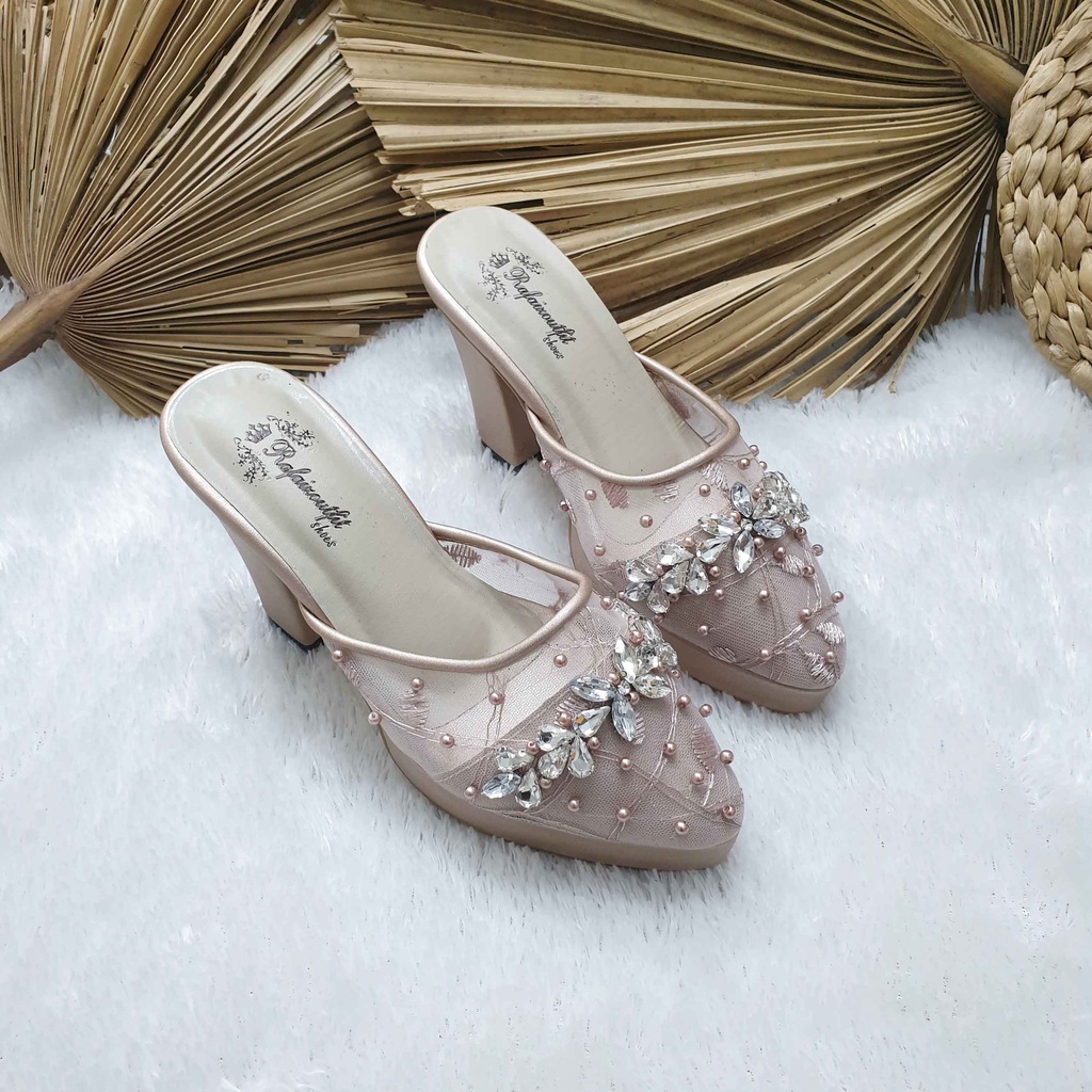 Sepatu wedding pesta cantik Dhanda rosegold hak 9 cm tahu