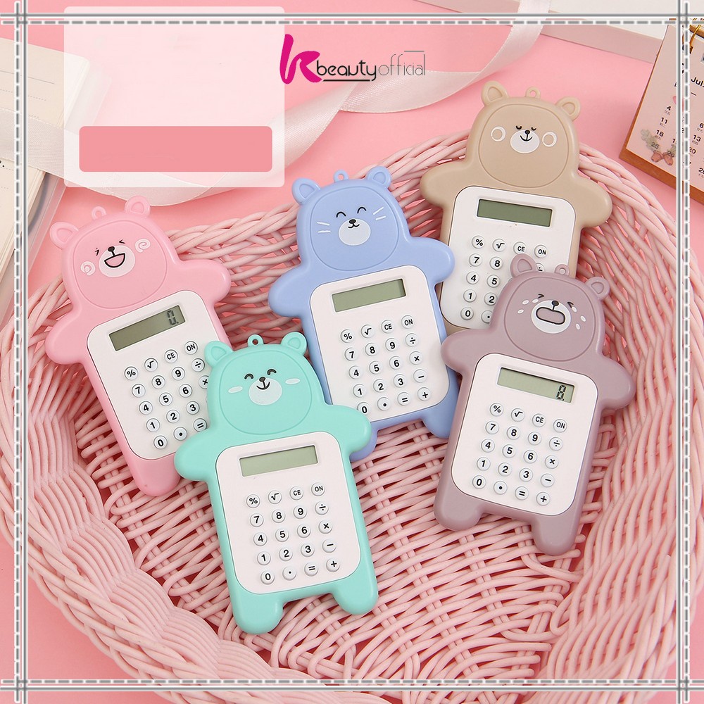 

KB-C325 Kalkulator Mini Motif Beruang 8 Digit Tombol Karet Sekolah Stationary/ Bear Calculator Travel Mini Portable Desain Kartun Beruang