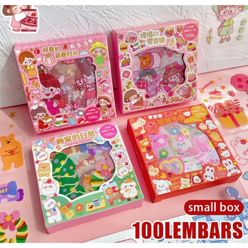 

Stiker Motif Kartun Korea Box PVC Anti AirGift Kado lsi 100 Lembar