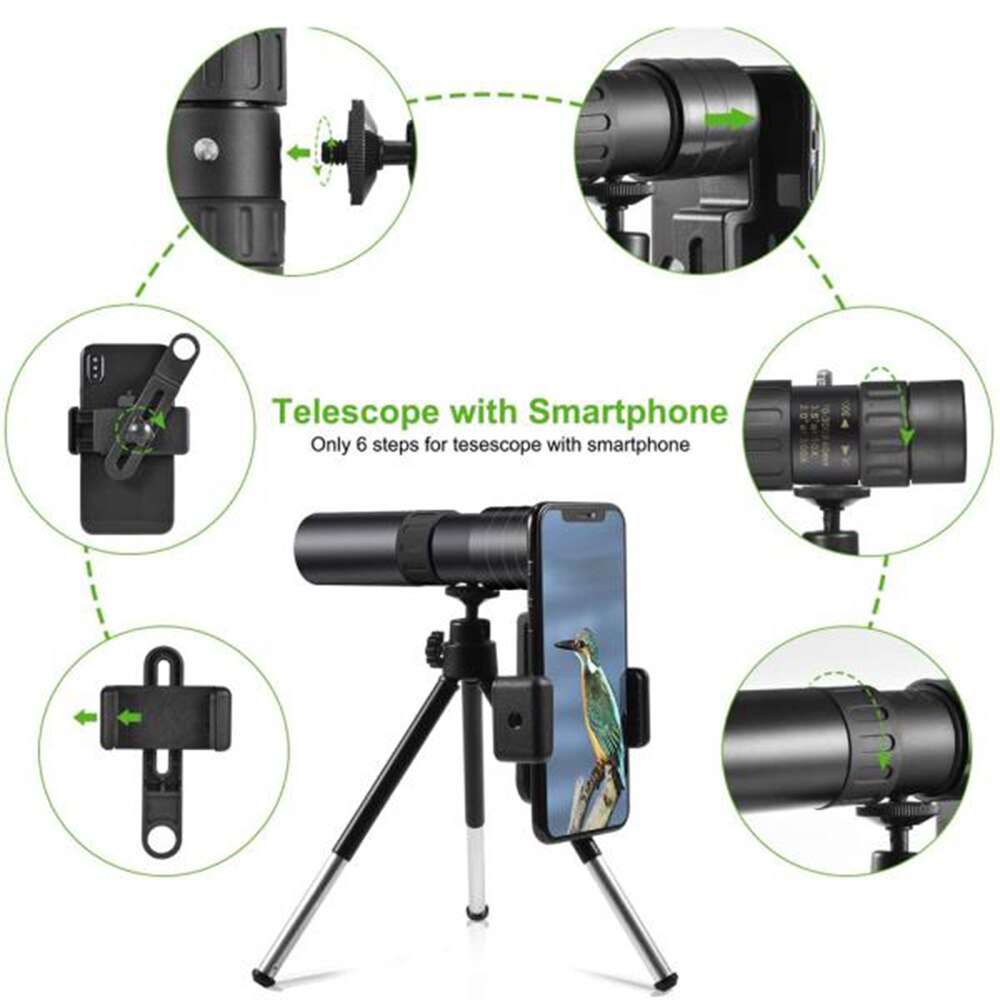 TTVXO TELESKOP JARAKJAUH MONOCULAR ZOOM 10-300x40 TEROPONG JARAKJAUH + TRIPOD AND CLIP