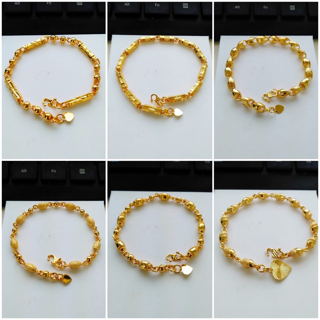 AV128 Grosir Gelang Rantai Ukir Lapis Emas