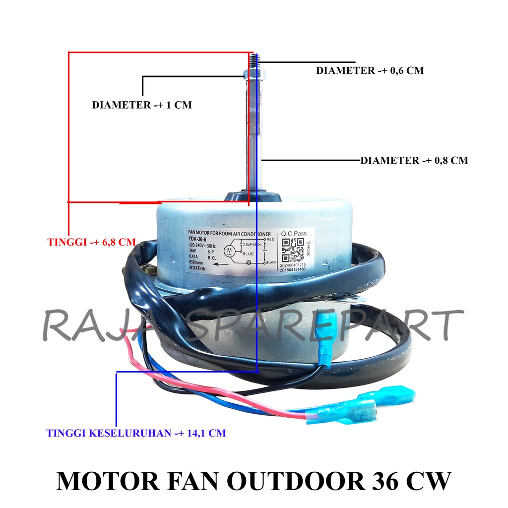 Motor Fan Outdoor AC 36Watt CW (Putaran AS kearah Kanan - Searah Jarum Jam)