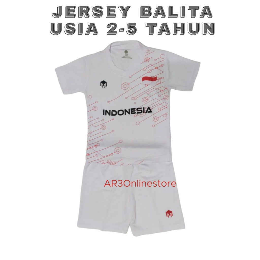 Baju olahraga balita kaos bola futsal badminton bulutangkis tenis voli senam uisa sekolah TK 2-5 tahun