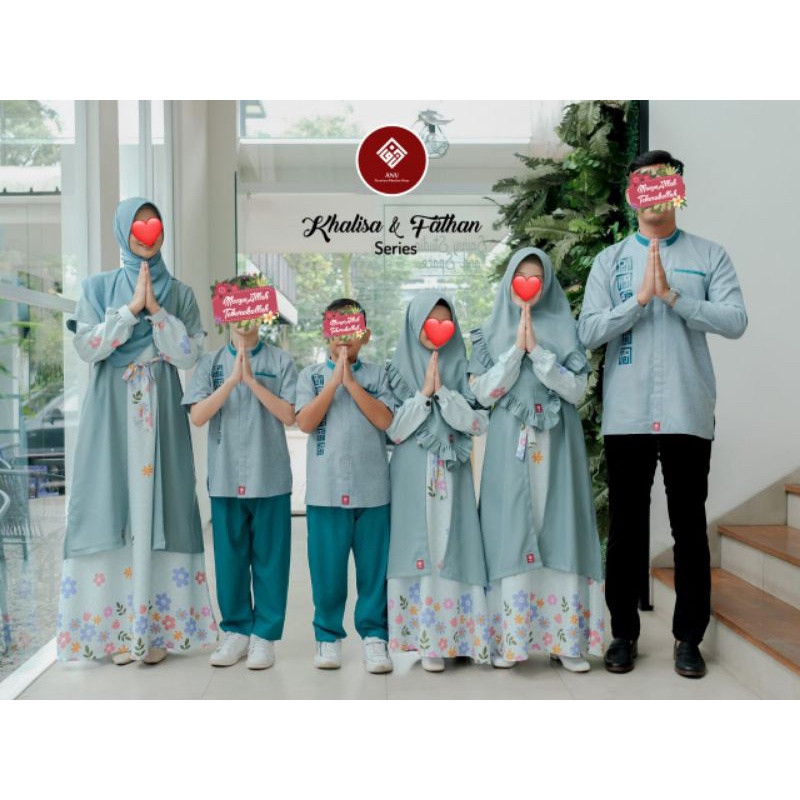 Gamis dan Koko anak dan dewasa Khalisa dan Fathan by ANV warna tosca