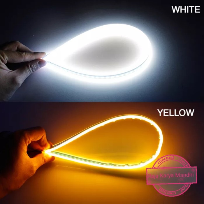 DRL Fleksibel Headlamp Waterproof 30 Cm Drl 30 Cm 2 Mode Motor Mobil S - Merah Kuning