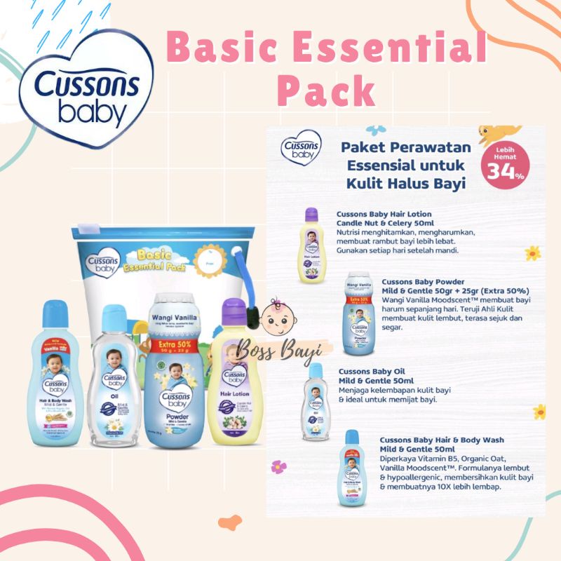 Cussons Baby  Essential Value Pack Travel /Daily/Basic/Complete | Mini / Medium Gift Set