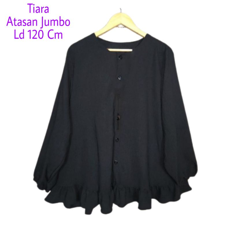 Atasan Blouse Tiara Jumbo Ld 120 cm Lengan 3/4 Karet Kancing Depan Hidup Bahan Moscrepe Busui dan Bumil . Atasan Baju Wanita Oversize Terbaru 2023 Kekinian Blus Dewasa Big Size Viral