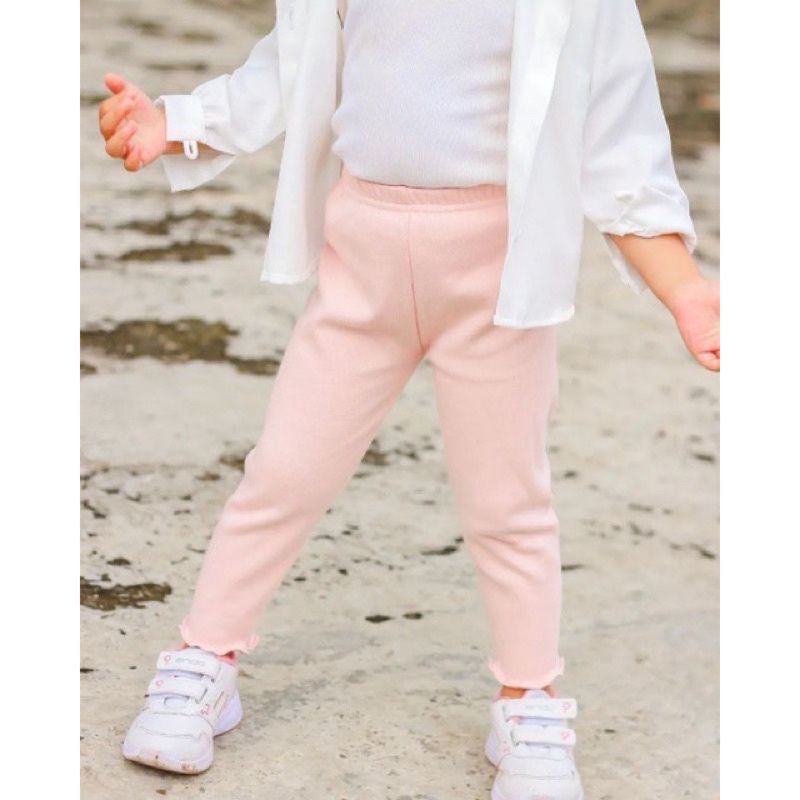 Celana Legging Anak Curly Ruffle Knit Tee | Bawahan Celana Anak Bahan Rib Knit Halus dan Lembut | Bawahan Anak Cewek