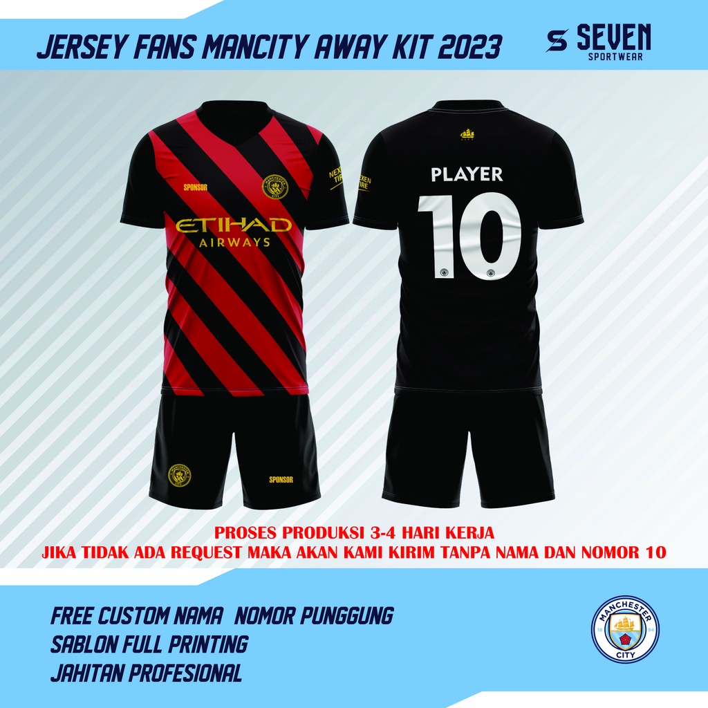 Jersey Futsal Fans Club MAN CITY away 2023 bisa custom Full Printing Dryfit Premium