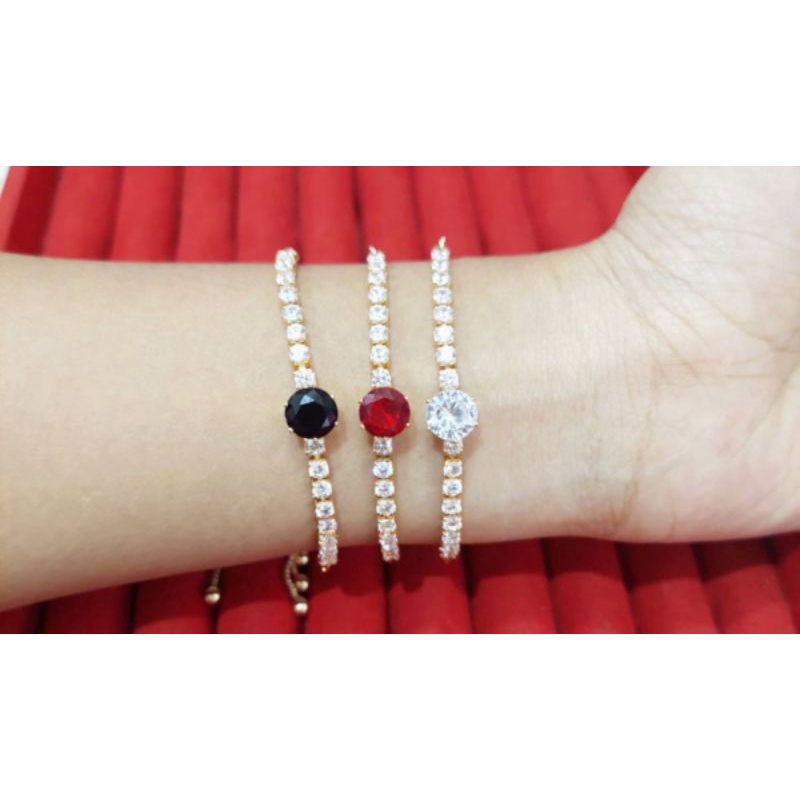 KJ125. Gelang tangan serut dewasa lapis emas dgn mata zircon