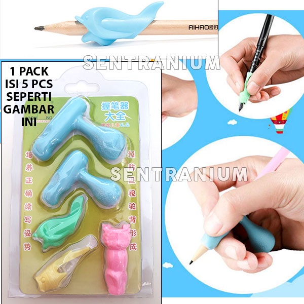 

1 pack isi 5 pcs Alat Bantu Belajar Tulis Menulis Nulis Anak Sekolah PAUD TK Balita Pegang Pensil Writing Learning Pencil Grip