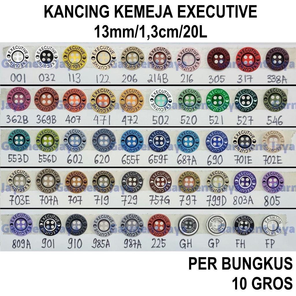 Kancing Baju/Hem/Kemeja Executive 13mm/1,3cm/20L @10 gros Kancing Grafir Exclusive Fashion