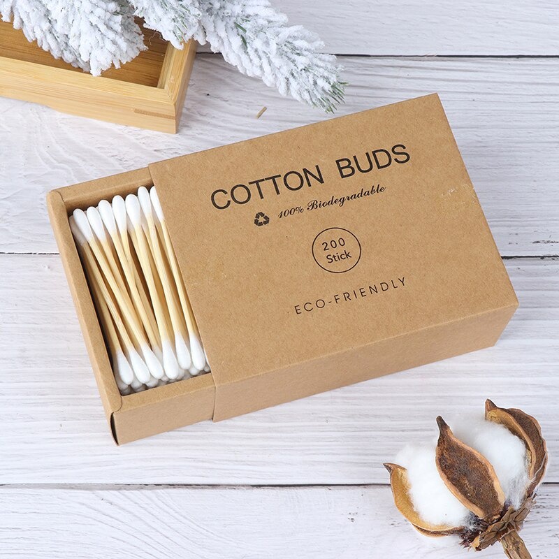 Alat Pembersih Telinga Cotton Buds Korek Kuping Bambu Anti Copot Isi 200 Pcs