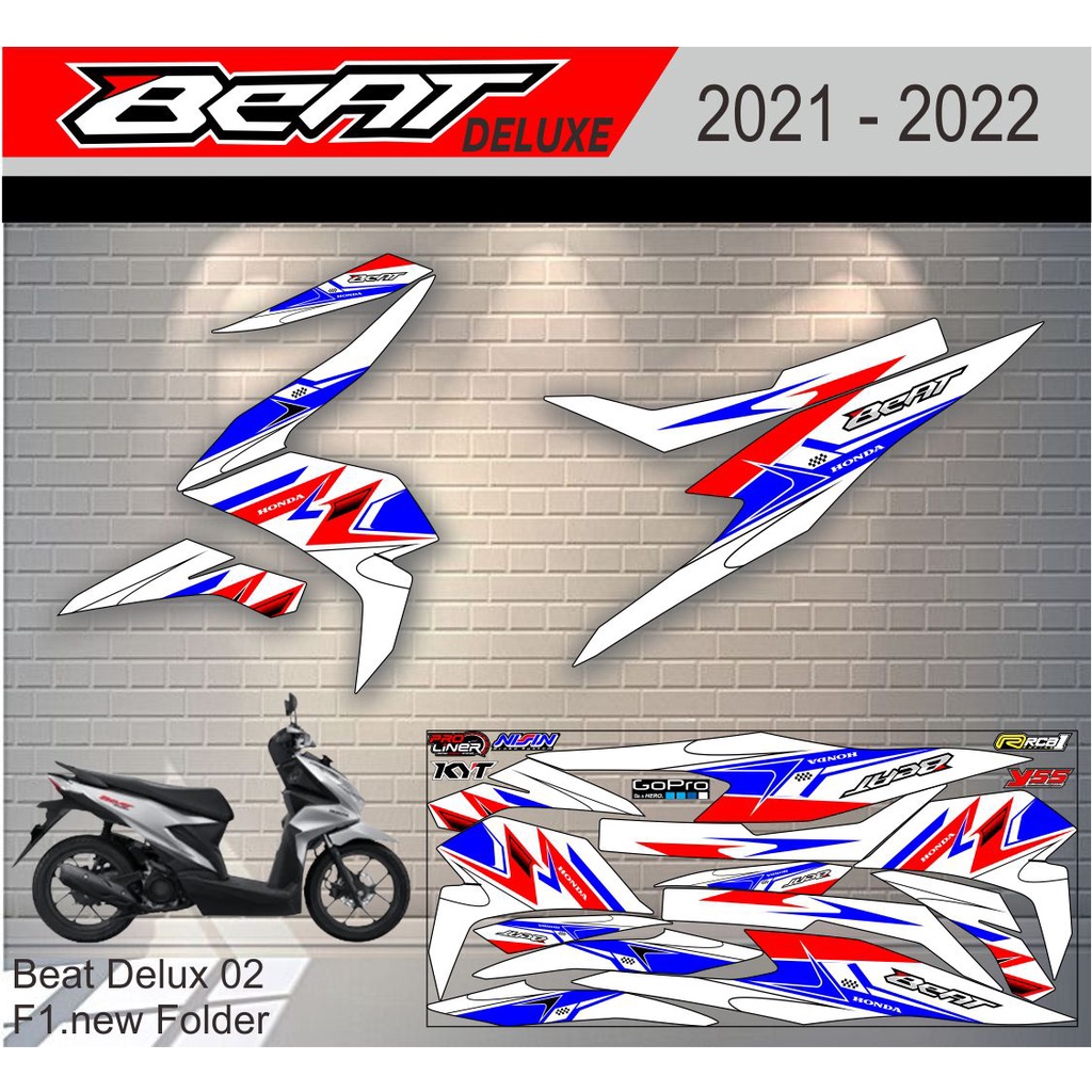 Striping Beat Deluxe - Sticker Striping List Variasi Motor Beat Deluxe Motif Racing #honda beat delu