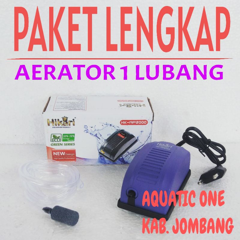 PAKET LENGKAP HIKARI HK-AP-2000  : aerator 1Lubang full set komplit mesin gelembung udara satu luban