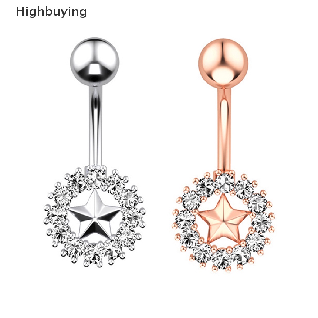 Hbid Stainless Steel Butterfly Flower Belly Button Rings Drop Zircon Cincin Perut Seksi Pusar Pesona Perhiasan Belly Button Rings Glory