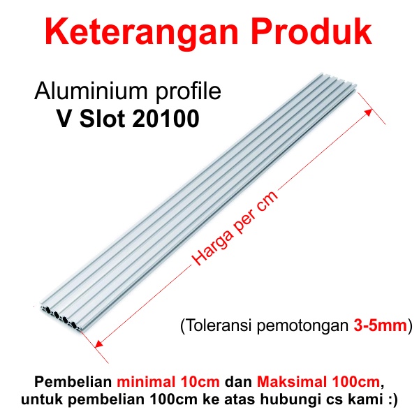 [HAEBOT] Aluminium Profile V Slot 20100 20x100 AP20100 Alumunium CNC Profil Frame Extrusion Mini Kerangka Mekanik Series 20mm x 100mm 3D Printer Router 1cm