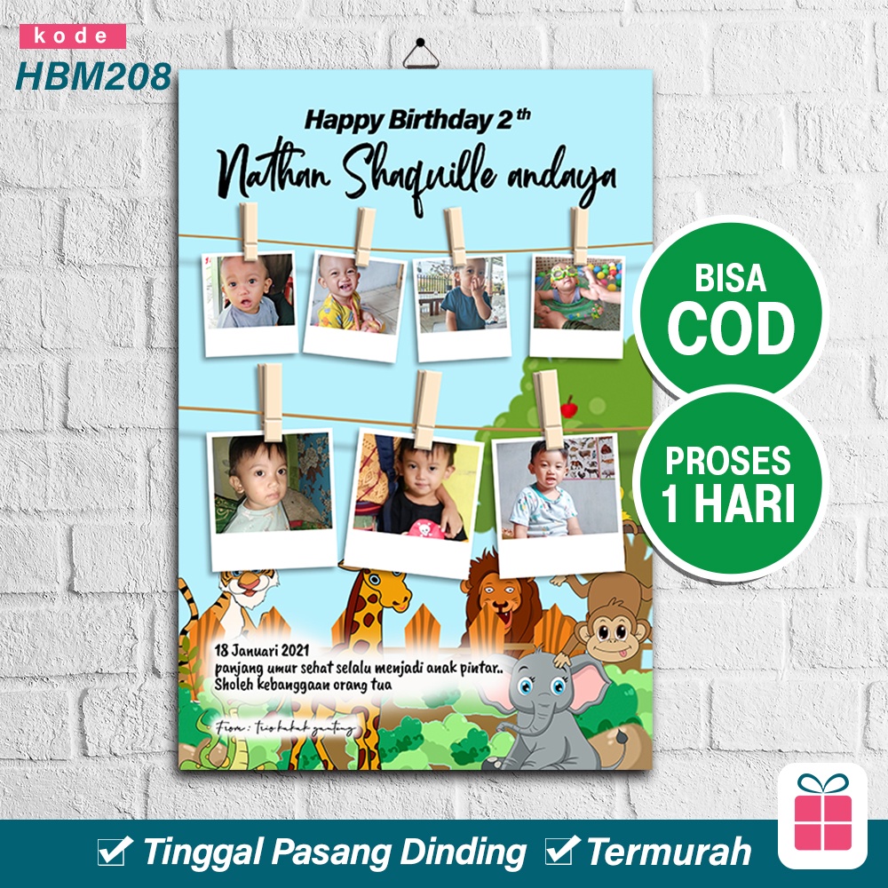 [Desain + Cetak] HADIAH ULTAH / KADO ULANG TAHUN ANAK CEWEK COWOK PACAR SAHABAT KOLASE HBM208 MD2