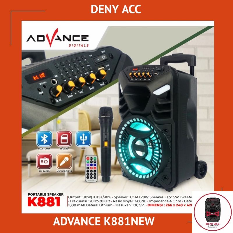 SPEAKER BLUETOOTH KARAOKE ADVANCE K881 N FREE MIC WIRELESS